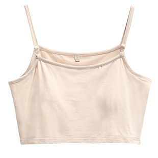 防凸点短款吊带免穿内衣女带胸垫薄款半截内搭打底一体式小背心