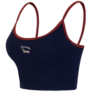 健身女孩一体式运动内衣防震聚拢外穿跑步文胸撞色吊带瑜伽背心新