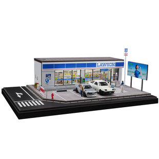 收藏家1:64罗森便利店车库停车场景微缩模型适用多美卡车模展示盒