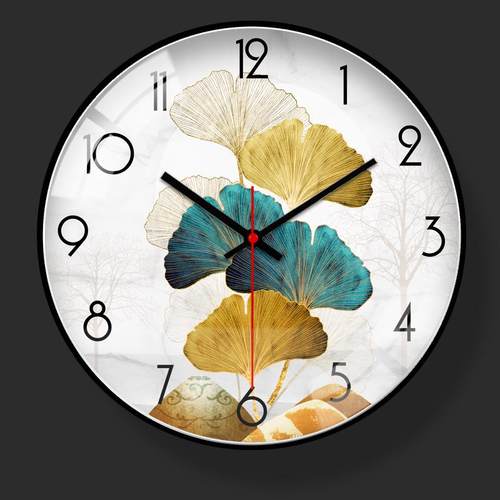 中式静音简约挂表现代创意挂钟客厅家用装饰壁钟时钟挂墙石英钟表