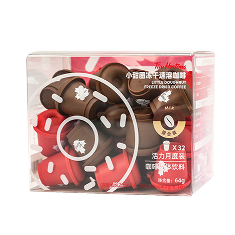 【门店同款】Tims小甜圈冻干黑咖啡冷萃美式拿铁即溶咖啡2g*32杯