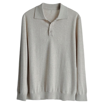 slice of life「流年」系列男士山羊绒长袖polo针织衫半开襟保暖