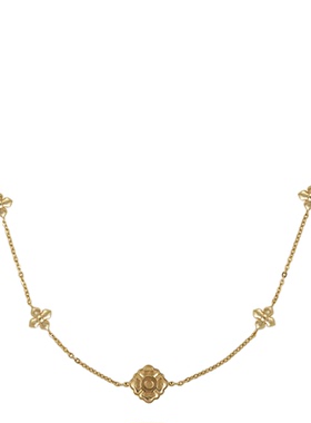 HERBE合璧 五代柿蒂纹样五花金色项链 通勤时尚百搭长款项链女款