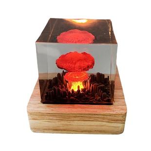 奥本海默原子弹爆炸灯创意水晶滴胶树脂礼品核爆小夜灯饰品摆件