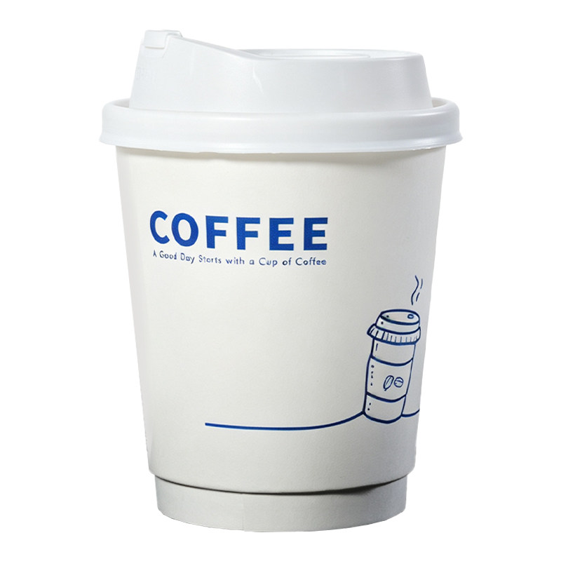 食品级带盖外卖纸杯定制logo