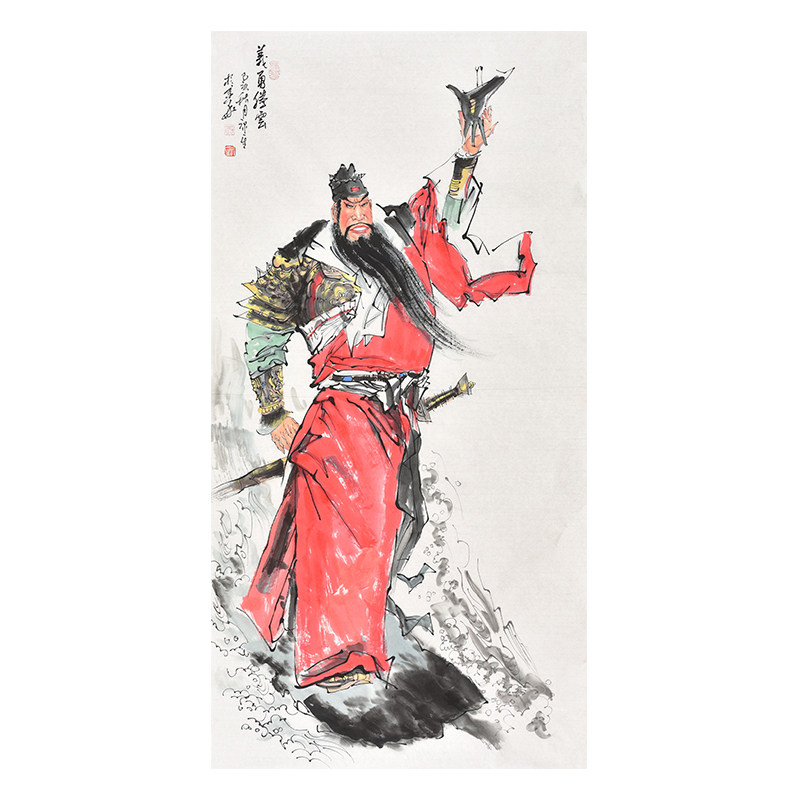 纯手绘字画人物画关公