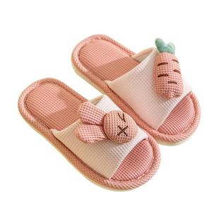 儿童亚麻拖鞋女童春秋季家居室内防滑小孩亲子宝宝四季布拖鞋男童