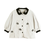 砚台家女童娃娃领刺绣外套2026春装新款儿童短款洋气宝宝开衫上衣