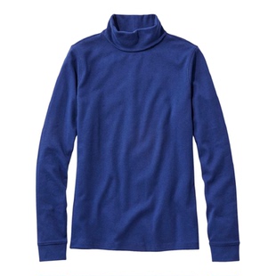 L.L. Bean宾恩女士T恤长袖高领打底衫修身精梳棉套头衫春季女装