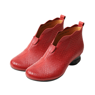 相伴真皮短靴女2025新款秋冬新款民族风妈妈皮靴复古新中式女靴