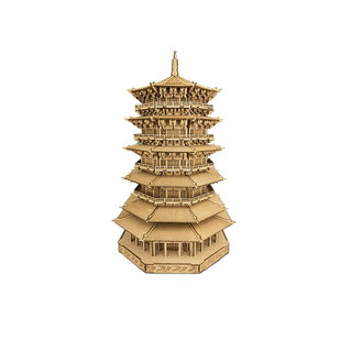 山西应县木塔中式微缩古建筑榫卯积木拼装模型立体儿童拼图摆件