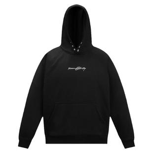 [赵让同款]404MOB简约字母刺绣连帽卫衣男女秋冬纽扣设计重磅上衣