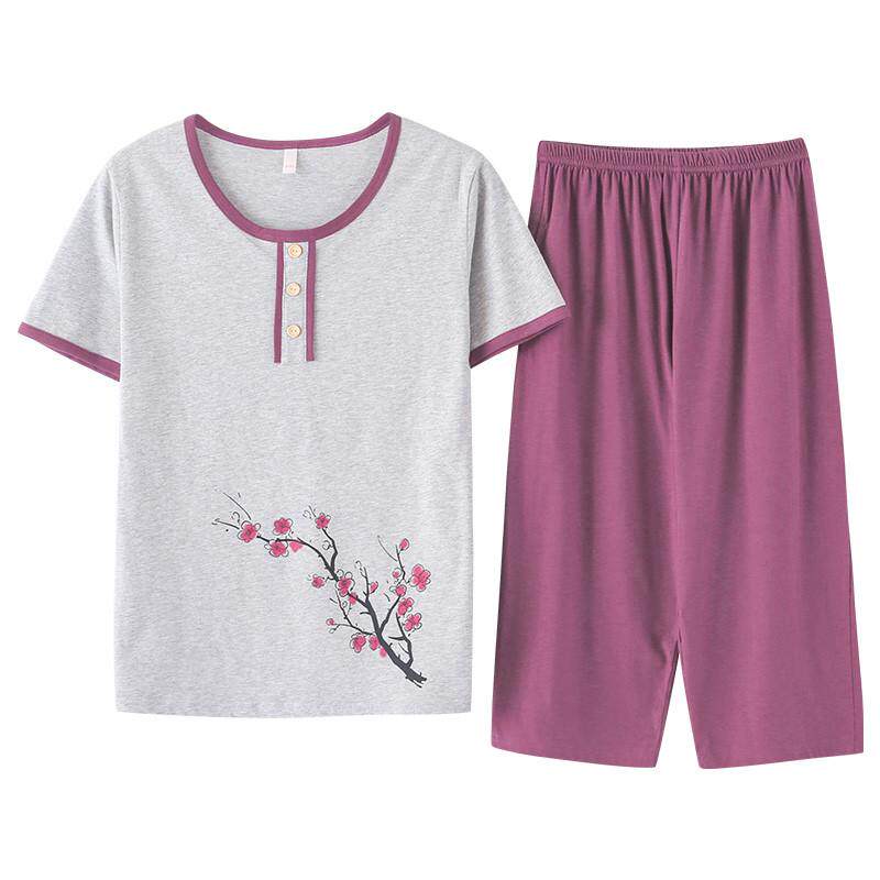 老年人夏天衣服绵绸短袖短裤套装