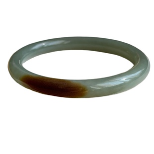 麟又 支持复检 5659mm和田玉新疆且末山料一口糖青蓝玉油糖料手镯