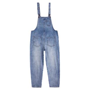 减龄牛仔背带裤女酷盐系春秋百搭韩版宽松小个子显瘦九分连体裤夏