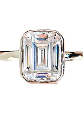 简约百搭925纯银祖母绿切钻戒