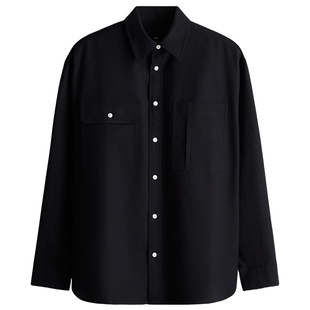 HM男装衬衫春季时尚衬衫宽松版型牛津纺衬衫1300521