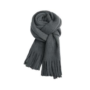 高级感灰色围巾男女冬季2024新款百搭围脖保暖情侣流苏针织毛线
