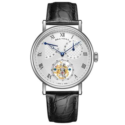 海鸥表精钢鳄鱼皮机械表