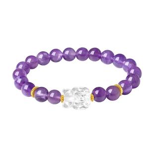 周大生天然紫水晶手串女黄金镶玉石手链足金九尾狐送女友新年礼物