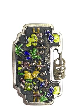 老银手工珐琅彩宝宝长命锁