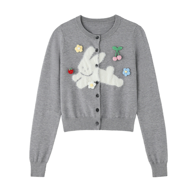 FTT软糯甜美秋针织短款毛衣外套