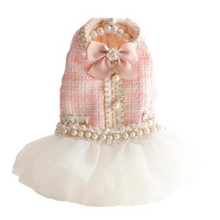 狗狗衣服秋冬装猫咪公主蓬蓬裙小香风珍珠粗纺小型犬泰迪宠物3445