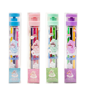 8合1旋转多色蜡笔按动蜡笔彩色儿童幼儿园美术涂鸦创意不脏手画笔多功能宝宝绘画本填色笔小学生做标记