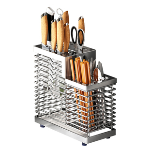 单刀刀架304不锈钢壁挂式免打孔厨房刀具单一菜刀筷筒收纳置物架