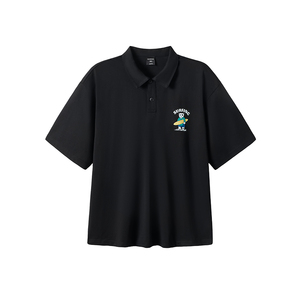 250g韦恩泽维尔加肥加大宽松大码男夏翻领卡通印花休闲POLO衫9110