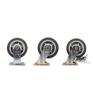 4 5 6 8英寸加重型完全静音无声橡胶万向轮脚轮带刹车孔距84*71mm