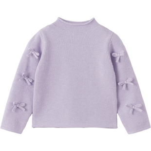 马克珍妮女童立体蝴蝶结软软毛衣宝宝针织衫2025年秋冬新款551859