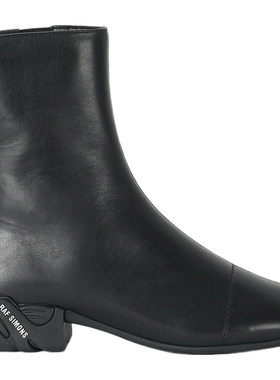 【反季特惠】Raf Simons 女秋冬高级品牌标志印花黑色皮革踝靴