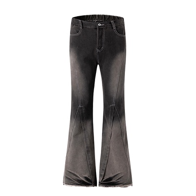 高街暗黑RO风黑灰色微喇牛仔裤