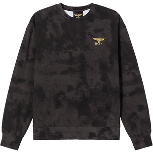 BOYLONDON春季情侣款长袖涂鸦LOGO圆领朋克宽松套头卫衣N03950