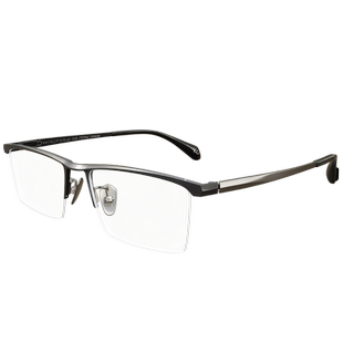 渡边美作纯钛防蓝光眼镜框男士可配度数黑框经典休闲商务半框眼镜