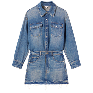 Miss Sixty2026春夏牛仔连身连衣裙女复古工装裙假两件设计莱赛尔
