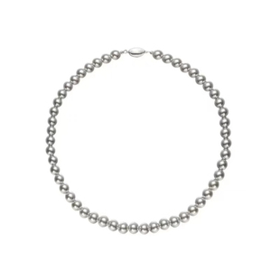 施家真多麻灰色珍珠项链颈链女士珍珠毛衣链轻奢高级感秋冬锁骨链