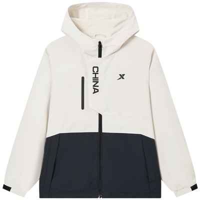 特步童装男童运动三防风衣儿童防风连帽外套大童秋保暖拼接·上衣