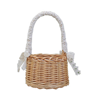 柳编水果篮收纳筐花篮儿童手提小花篮小桶包花篮鲜花篮藤编野餐篮