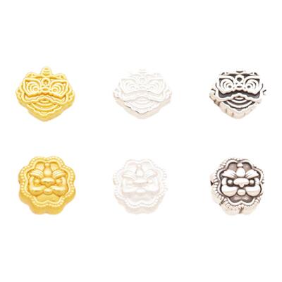 异形醒狮花型狮子背云足银隔珠