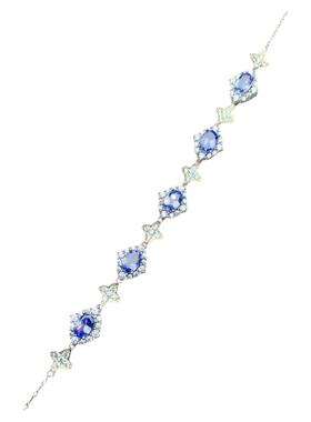 天然坦桑石手链4乘6银饰