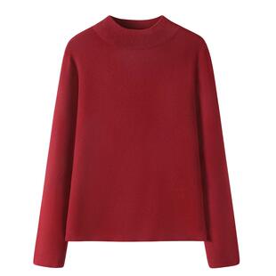 班尼路红色高领毛衣女款2026新款冬季内搭新年战袍本命年针织衫M