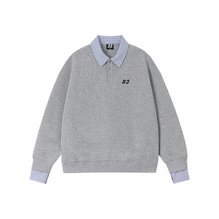 FORNINES假两件空气层polo衫卫衣男女情侣装潮牌休闲翻领长袖上衣