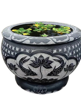 鱼缸石雕花盆花盆铜钱石缸庭院