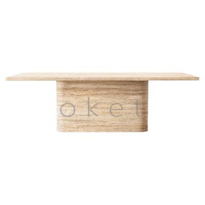 意式极简Vitolo长方形洞石餐桌设计师款天然大理石小户型吃饭桌子