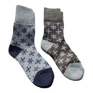 外贸女士特别保暖的毛圈袜子雪花纹秋冬加厚加绒中筒袜秋冬季