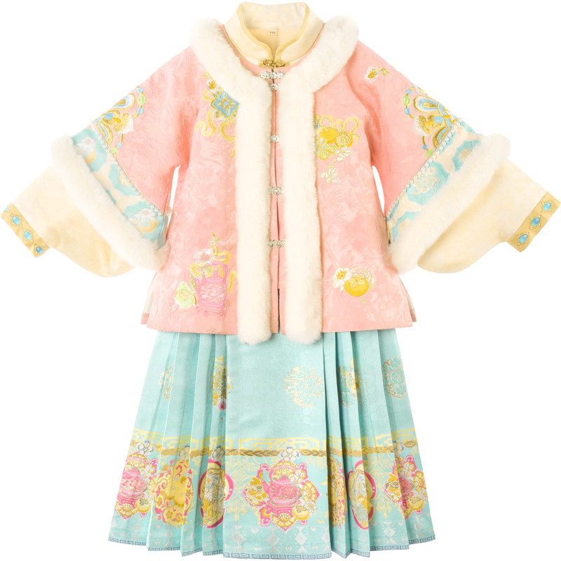 乌扣 云棠.小岁 女童汉服冬款明制马面裙套装儿童中国风冬季保暖