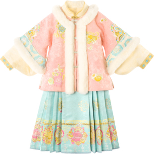 乌扣 云棠.小岁 女童汉服冬款明制马面裙套装儿童中国风冬季保暖