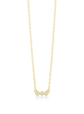 三颗钻石联排项链纯银女